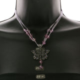 Mi Amore Butterfly Adjustable Pendant-Necklace Pink & Silver-Tone