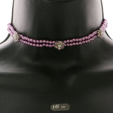 Mi Amore Flower Adjustable Choker-Necklace Pink & Silver-Tone