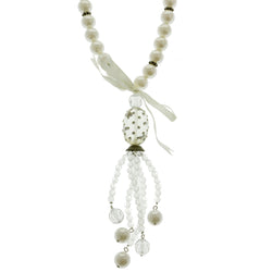 Mi Amore Bow Statement-Necklace White/Clear
