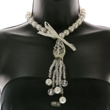 Mi Amore Bow Statement-Necklace White/Clear