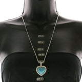 Mi Amore Heart Pendant-Necklace Silver-Tone/Blue