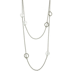 Mi Amore Adjustable Long-Necklace Silver-Tone/Clear