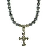 Mi Amore Cross Statement-Necklace Gray/Silver-Tone