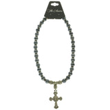 Mi Amore Cross Statement-Necklace Gray/Silver-Tone