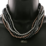 Mi Amore Layered-Necklace Gray/Brown