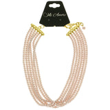 Mi Amore Adjustable Choker-Necklace Pink/Gold-Tone