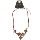 Mi Amore Flower Adjustable Fashion-Necklace Red & Bronze-Tone