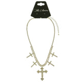 Mi Amore Cross Adjustable Choker-Necklace Clear & Gold-Tone