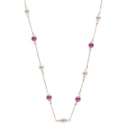 Mi Amore Fashion-Necklace Pink/Silver-Tone