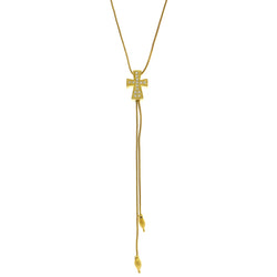 Mi Amore Cross Adjustable Length Fashion-Necklace Gold-Tone