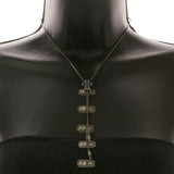 Mi Amore Cross Adjustable Length Fashion-Necklace Dark-Silver-Tone & Blue