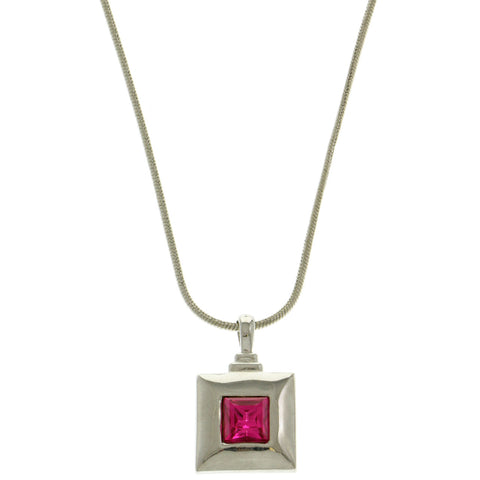 Mi Amore Adjustable Pendant-Necklace Silver-Tone/Pink
