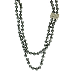 Mi Amore Magnetic Clasp Bead-Necklace Gray/Silver-Tone