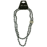 Mi Amore Magnetic Clasp Bead-Necklace Gray/Silver-Tone