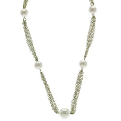 Mi Amore Adjustable Fashion-Necklace Silver-Tone/Gray
