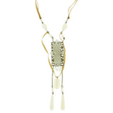 Mi Amore Adjustable Statement-Necklace Tan/White