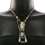 Mi Amore Adjustable Statement-Necklace Tan/White