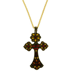 Mi Amore Cross Pendant-Necklace Multicolor/Gold-Tone