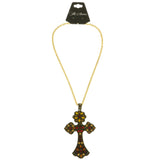 Mi Amore Cross Pendant-Necklace Multicolor/Gold-Tone