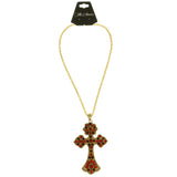 Mi Amore Cross Pendant-Necklace Gold-Tone/Red