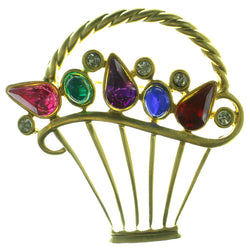 Basket Brooch Pin With Colorful Accents  Gold-Tone Color #LQP05