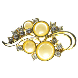 Gold-Tone Metal Brooch Pin With Crystal Accents #LQP06