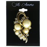 Gold-Tone Metal Brooch Pin With Crystal Accents #LQP06