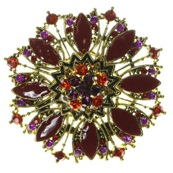 Flower Brooch Pin With Crystal Accents Gold-Tone & Pink Colored #LQP08