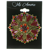 Flower Brooch Pin With Crystal Accents Gold-Tone & Pink Colored #LQP08