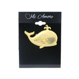 Whale Matching Earrings Pin-Earring-Set Gold-Tone Color  #LQP1003
