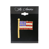 American Flag Brooch-Pin With Crystal Accents Gold-Tone & Multi Colored #LQP1005
