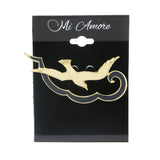 Bird Brooch-Pin Gold-Tone White & Black Colored #LQP1006