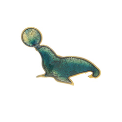 Seal Brooch-Pin Gold-Tone & Multi Colored #LQP1020