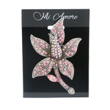 Flower Brooch-Pin With Crystal Accents Silver-Tone & Multi Colored #LQP1026