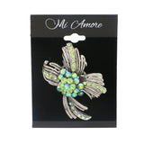 Silver-Tone & Multi Colored Metal Brooch-Pin With Crystal Accents #LQP1029