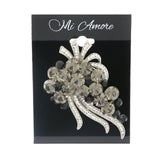 Silver-Tone & Multi Colored Metal Brooch-Pin With Crystal Accents #LQP1031