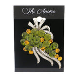 Silver-Tone & Multi Colored Metal Brooch-Pin With Crystal Accents #LQP1032