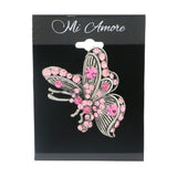 Butterfly Brooch-Pin With Crystal Accents Silver-Tone & Pink Colored #LQP1034