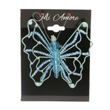 Butterfly Brooch-Pin With Crystal Accents  Blue Color #LQP1035