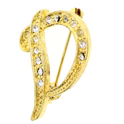 D  Brooch-Pin With Crystal Accents  Gold-Tone Color #LQP1045