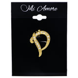 D  Brooch-Pin With Crystal Accents  Gold-Tone Color #LQP1045