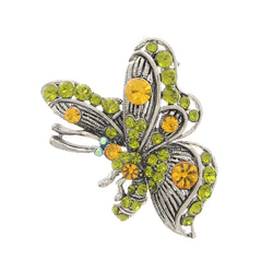 Butterfly Brooch-Pin With Crystal Accents Silver-Tone & Multi Colored #LQP1046