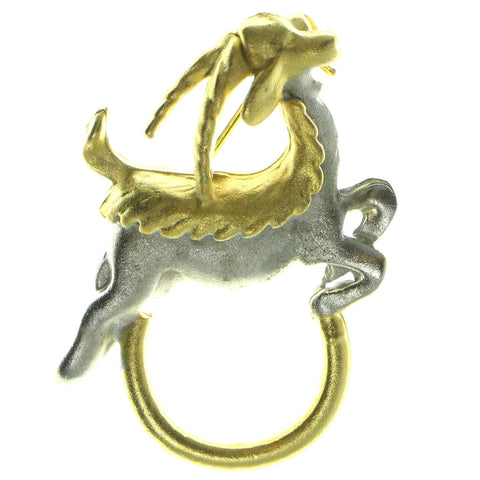 Goat Brooch Pin Gold & Silver Colored #LQP104