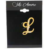 L Brooch-Pin With Crystal Accents  Gold-Tone Color #LQP1051