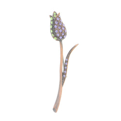 Tulip Brooch-Pin With Crystal Accents Bronze-Tone & Multi Colored #LQP1053