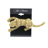 Tiger Brooch-Pin With Crystal Accents Gold-Tone & Multi Colored #LQP1054