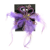 Feathers Brooch-Pin With Bead Accents Silver-Tone & Purple Colored #LQP1057