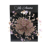 Flower Brooch-Pin With Bead Accents Silver-Tone & Multi Colored #LQP1058
