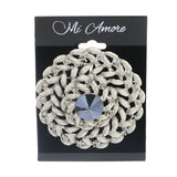 Silver-Tone & Gray Colored Metal Brooch-Pin With Crystal Accents #LQP1059