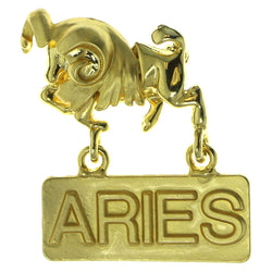 Zodiac Aries Brooch Pin Gold Color  #LQP105